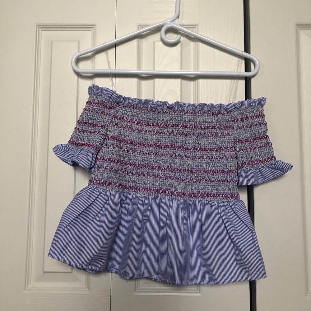 cinched off the shoulder blouse // tj maxx